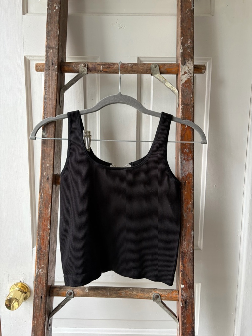 Black Ribbed Tank with Rhinestone Detailing - Just Polly - Picture 2 of 3